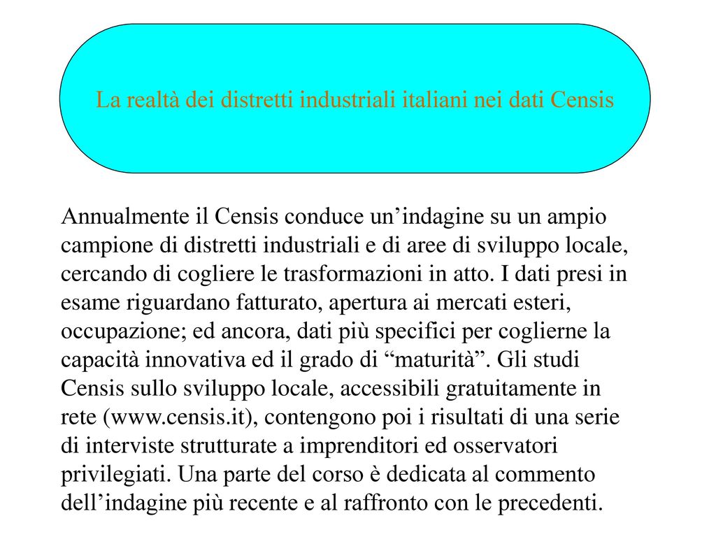 La realtà dei distretti industriali italiani nei dati Censis
