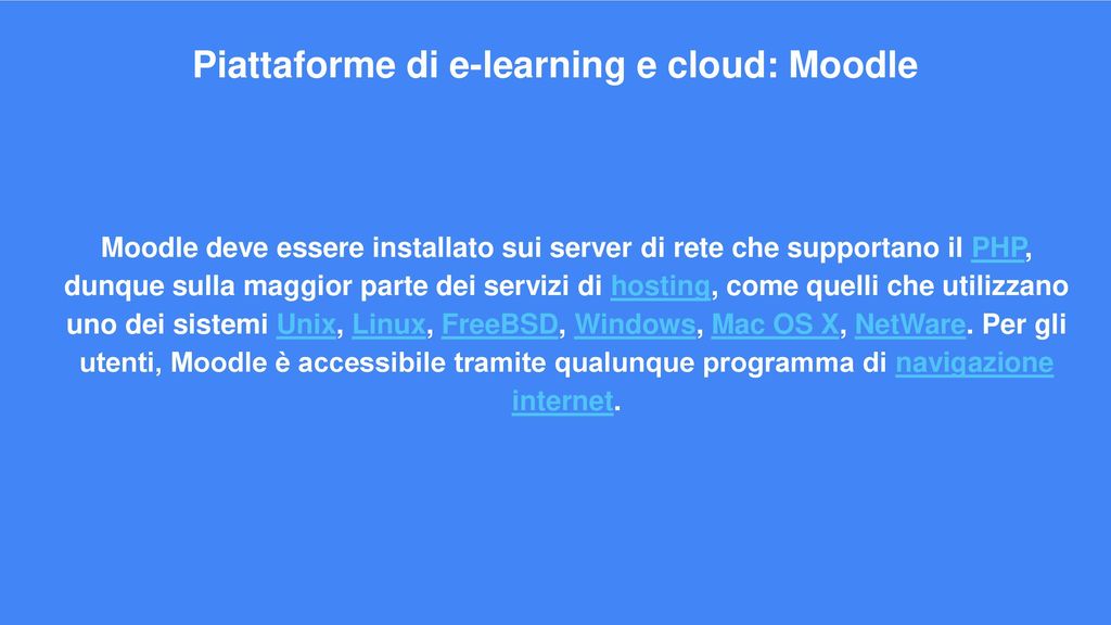 Piattaforme di e-learning e cloud: Moodle