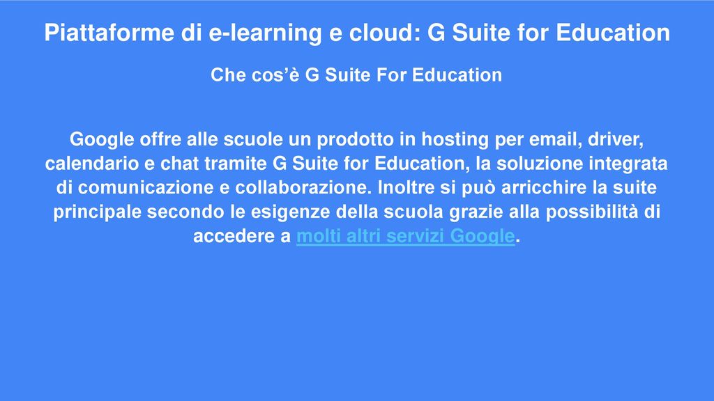 Piattaforme di e-learning e cloud: G Suite for Education