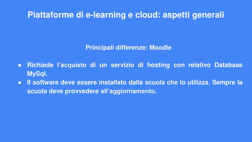 Piattaforme di e-learning e cloud: aspetti generali