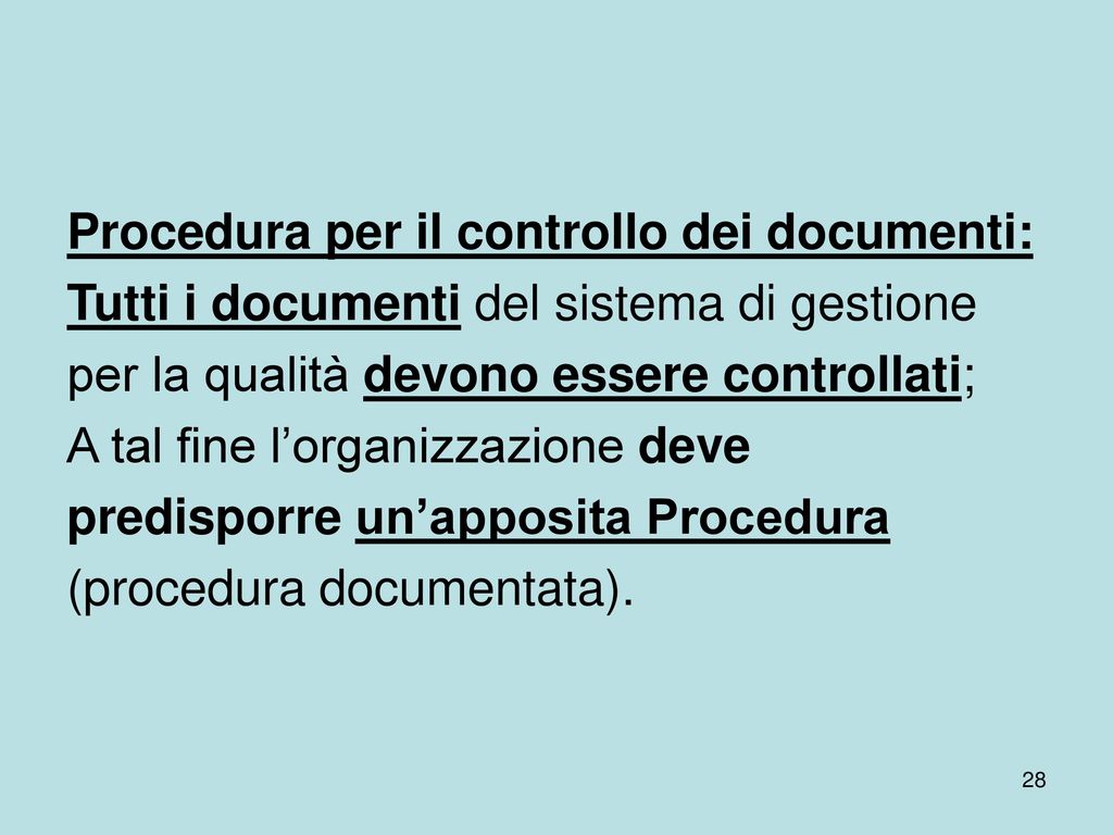 Procedura per il controllo dei documenti: