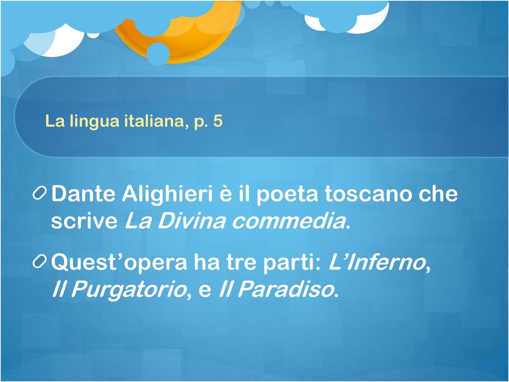 Dante Alighieri è il poeta toscano che scrive La Divina commedia.