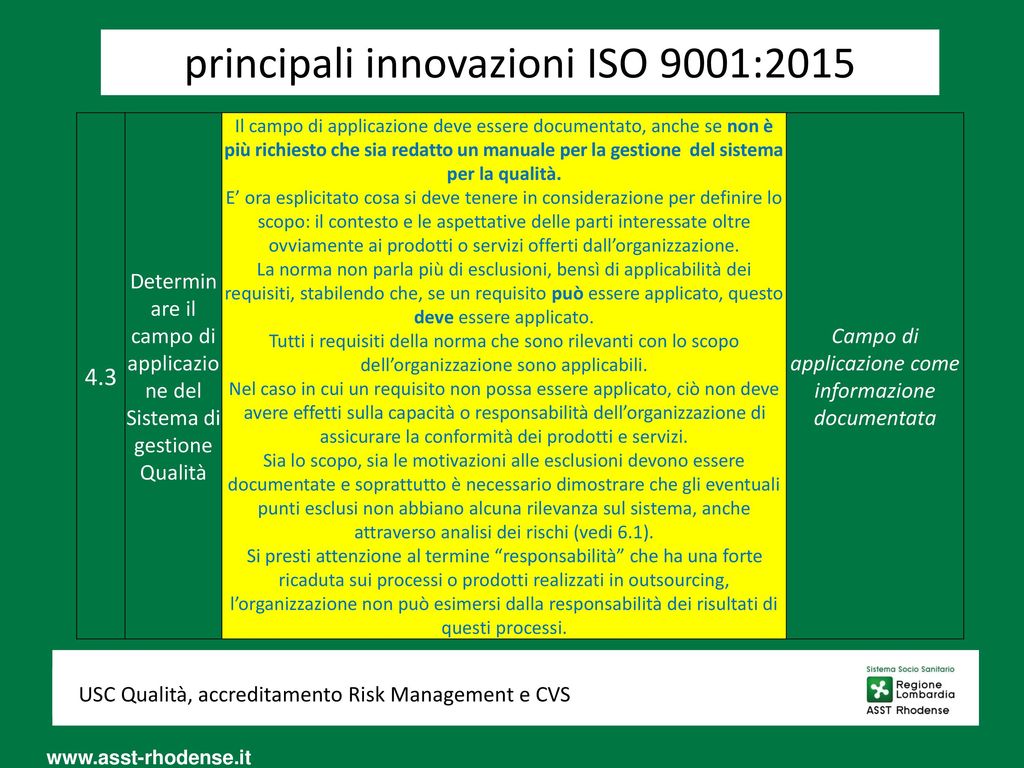 principali innovazioni ISO 9001:2015