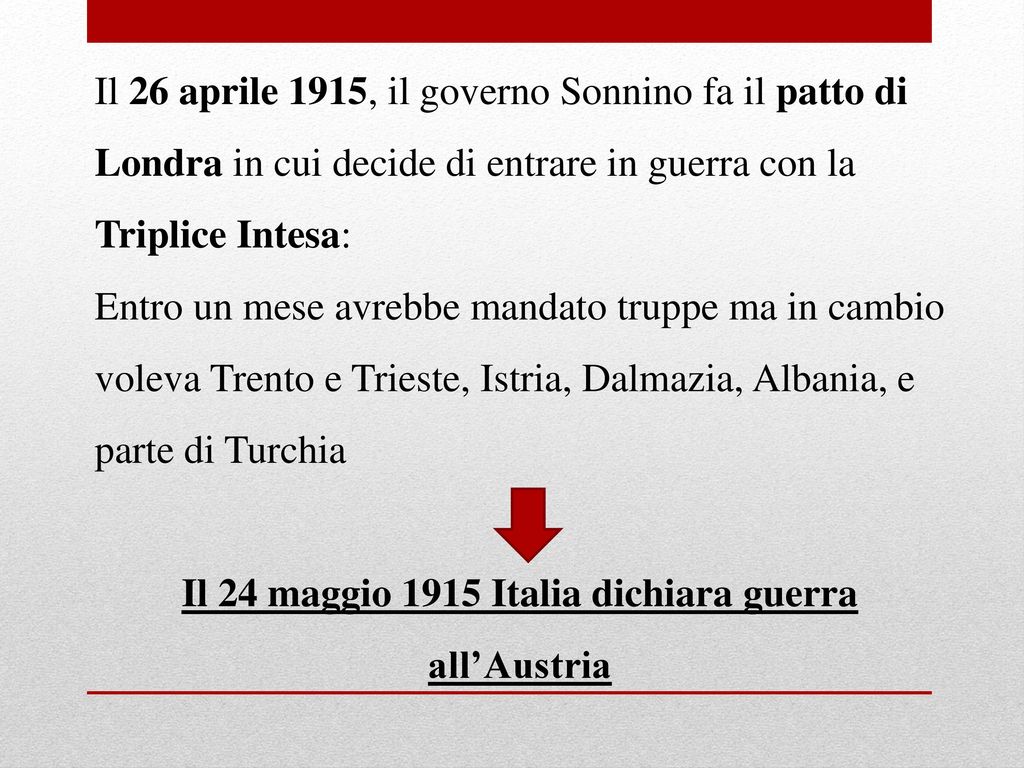 Il 24 maggio 1915 Italia dichiara guerra all’Austria