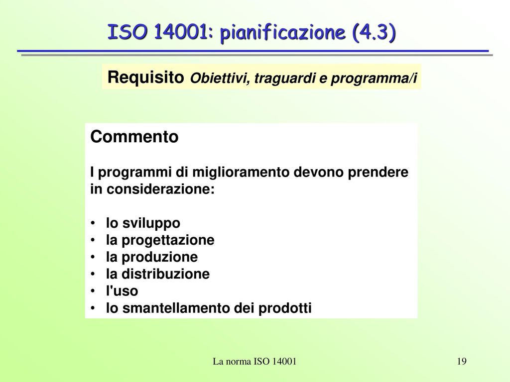 ISO 14001: pianificazione (4.3)