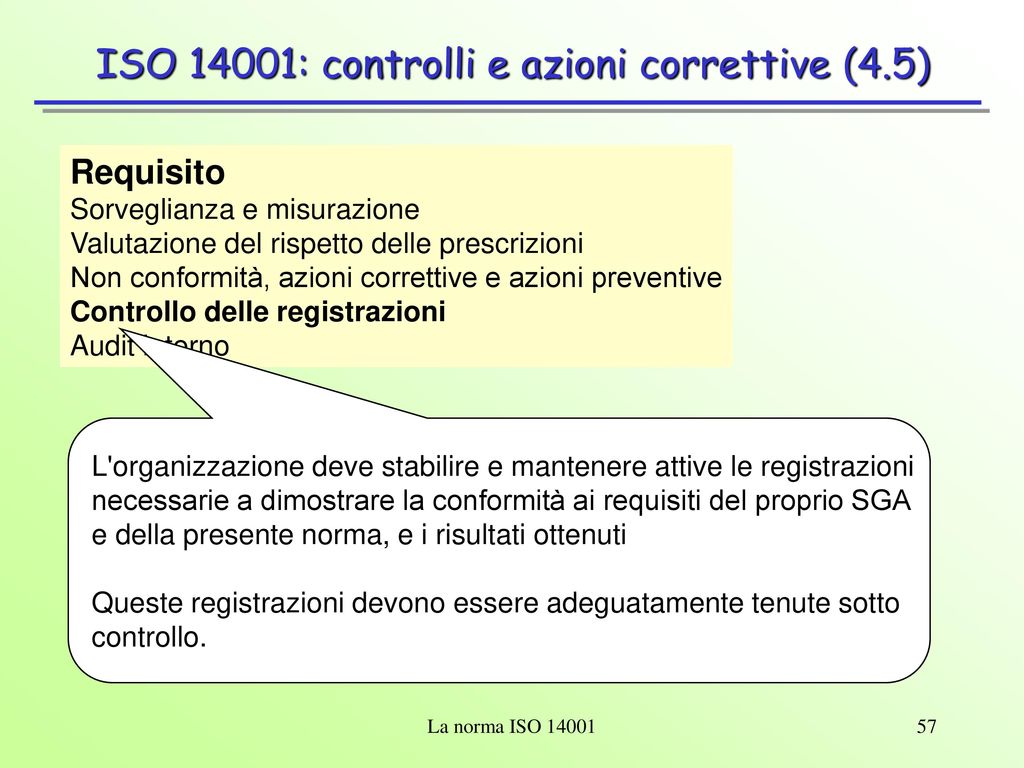 ISO 14001: controlli e azioni correttive (4.5)