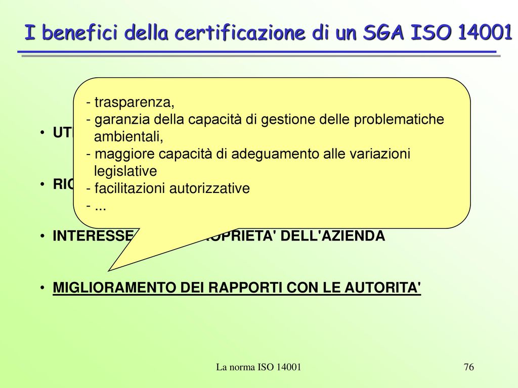 I benefici della certificazione di un SGA ISO 14001