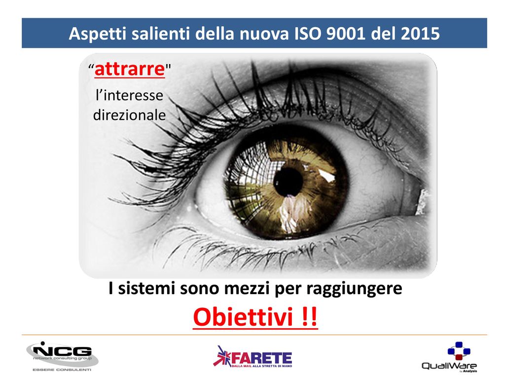 Obiettivi !! Aspetti salienti della nuova ISO 9001 del 2015
