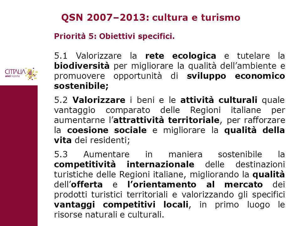 QSN 2007–2013: cultura e turismo
