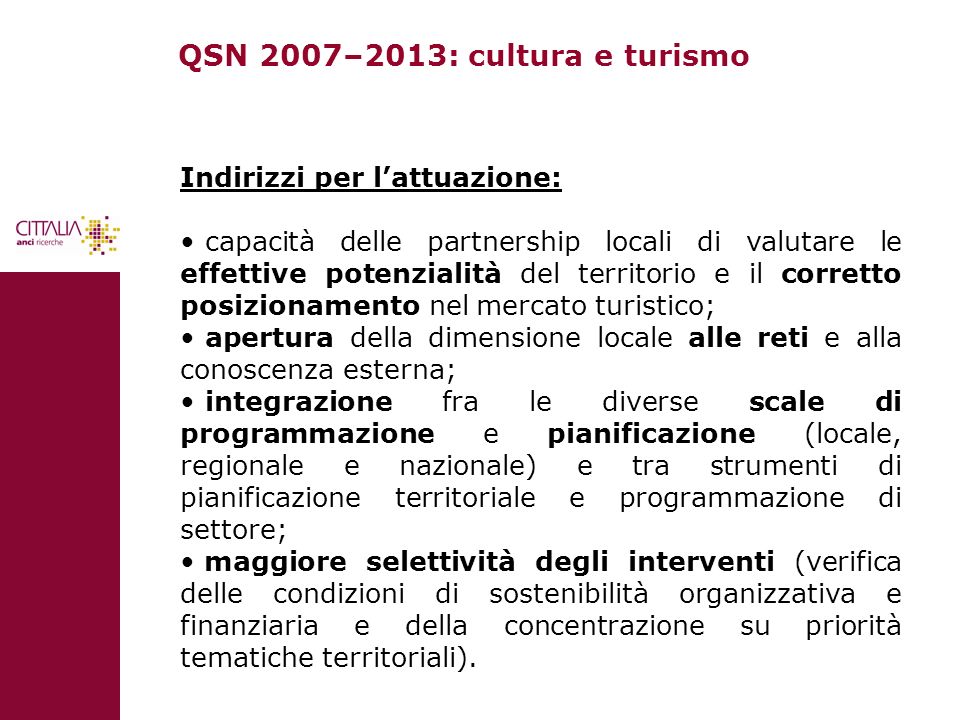 QSN 2007–2013: cultura e turismo