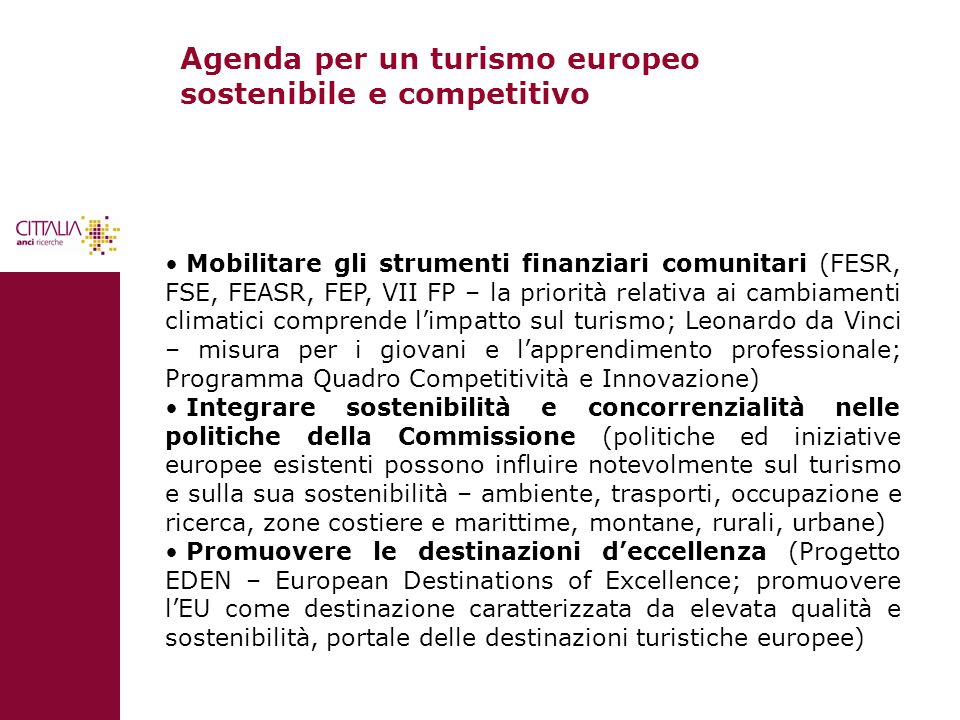 Agenda per un turismo europeo sostenibile e competitivo