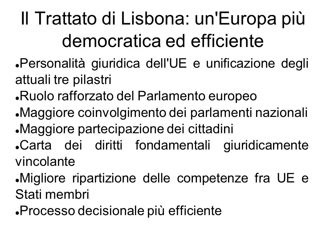 Il Trattato di Lisbona: un Europa più democratica ed efficiente