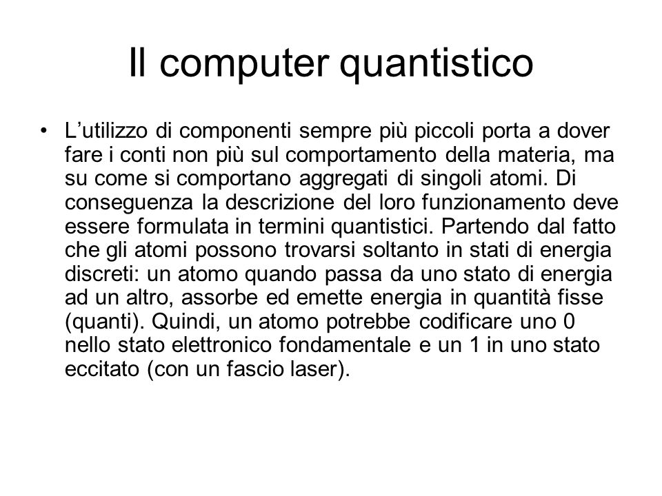 Il computer quantistico