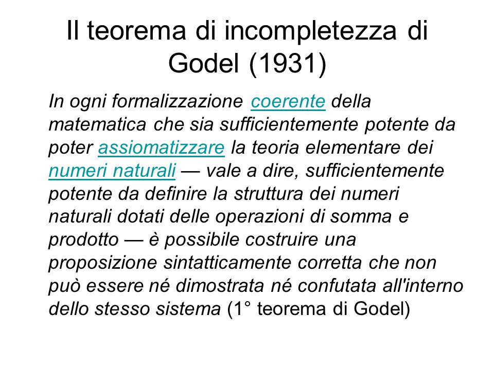 Il teorema di incompletezza di Godel (1931)