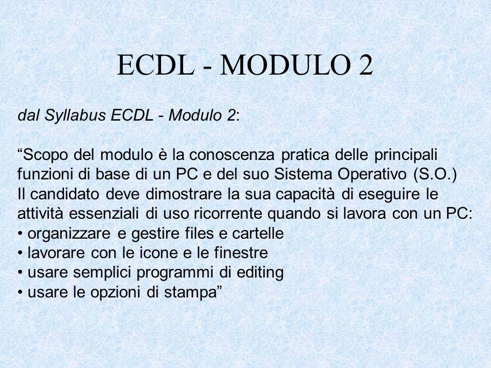 ECDL - MODULO 2 dal Syllabus ECDL - Modulo 2: