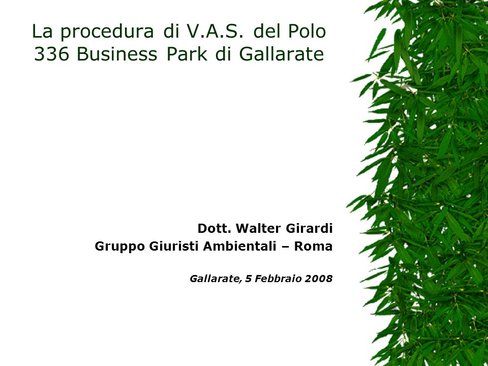 La procedura di V.A.S. del Polo 336 Business Park di Gallarate