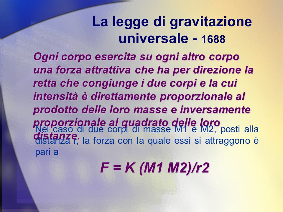 La legge di gravitazione universale