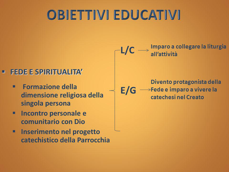 OBIETTIVI EDUCATIVI L/C E/G FEDE E SPIRITUALITA’