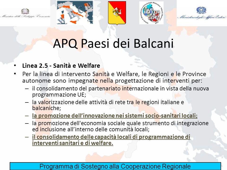 APQ Paesi dei Balcani Linea Sanità e Welfare