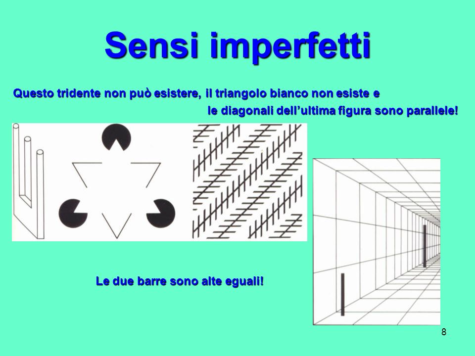 Sensi imperfetti Questo tridente non può esistere, il triangolo bianco non esiste e. le diagonali dell’ultima figura sono parallele!