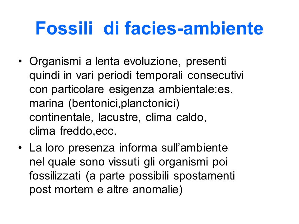 Fossili di facies-ambiente