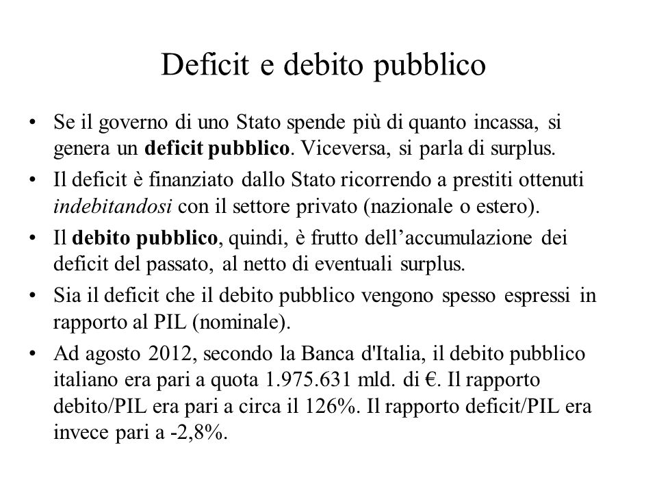 Deficit e debito pubblico
