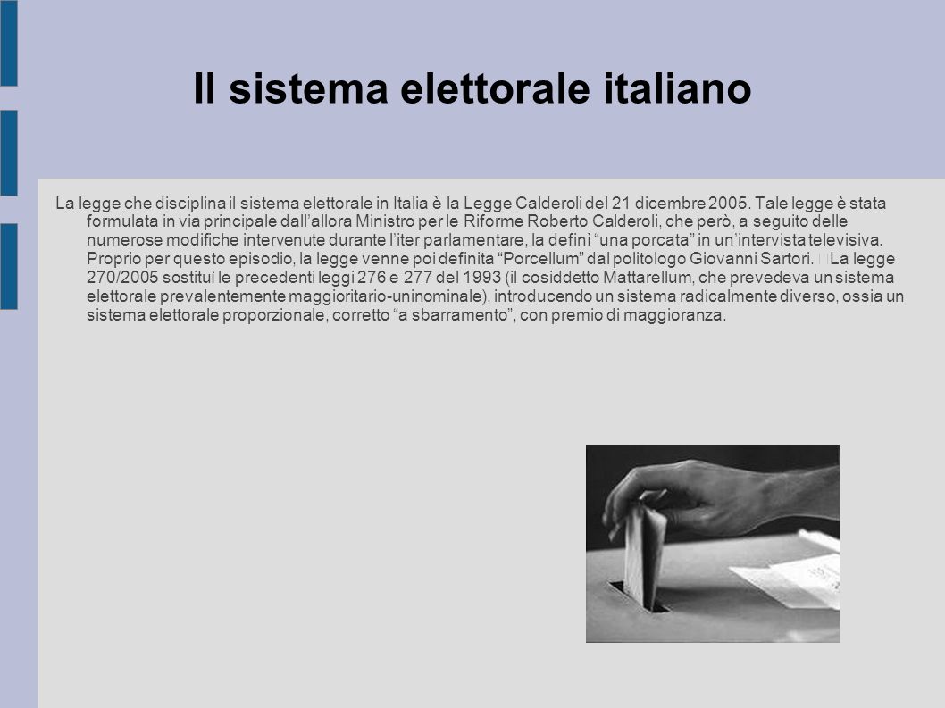 Il sistema elettorale italiano