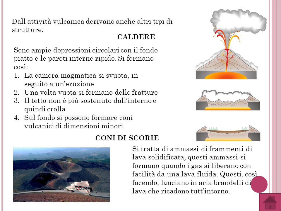 Dall’attività vulcanica derivano anche altri tipi di strutture: