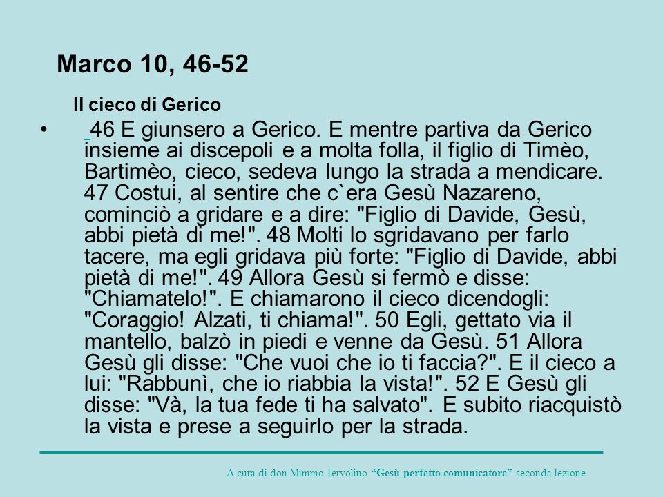 Marco 10, Il cieco di Gerico.