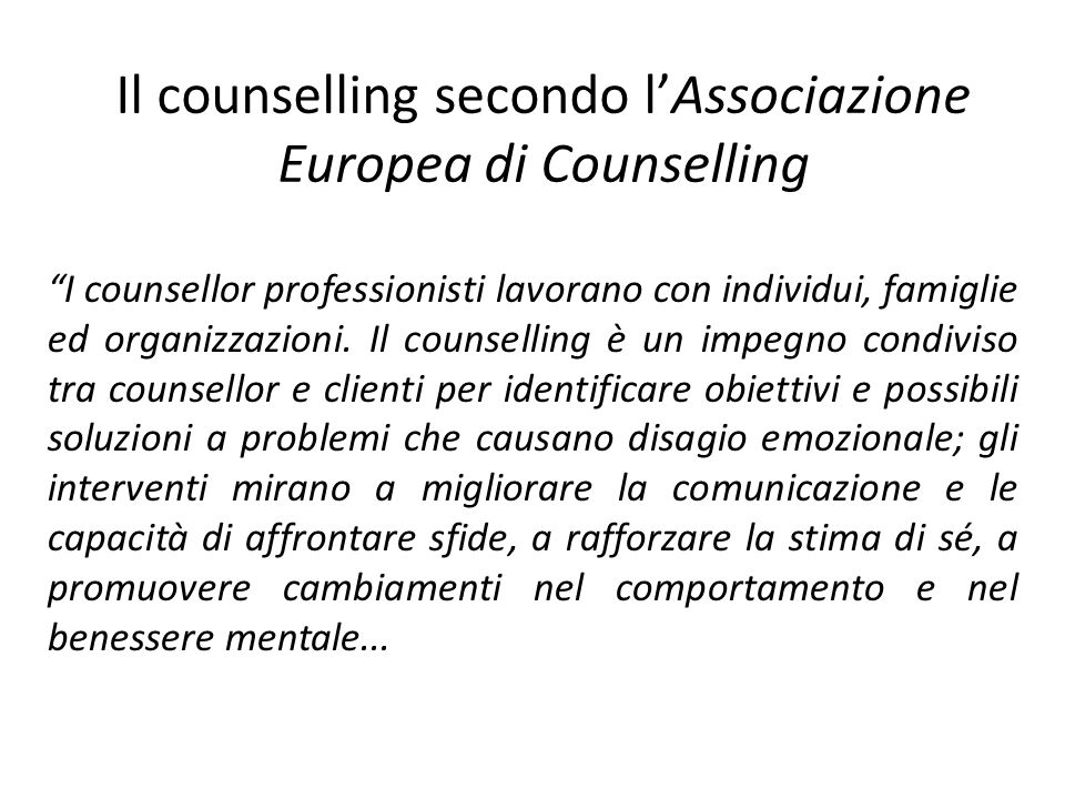 Il counselling secondo l’Associazione Europea di Counselling