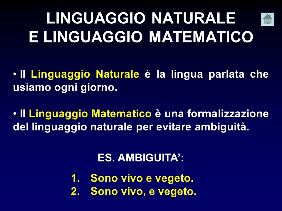 LINGUAGGIO NATURALE E LINGUAGGIO MATEMATICO