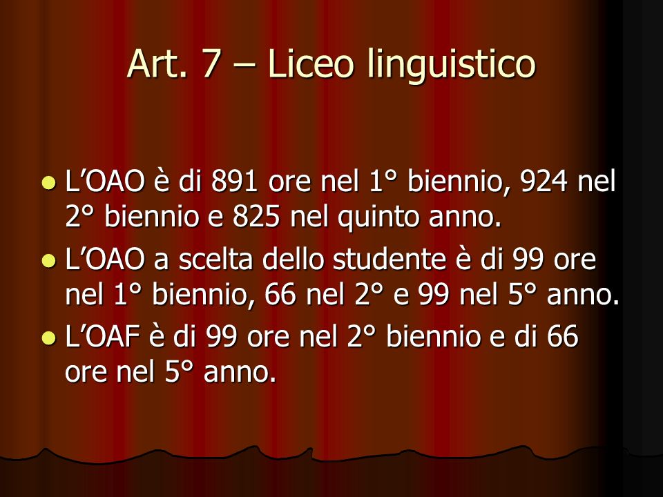 Art. 7 – Liceo linguistico