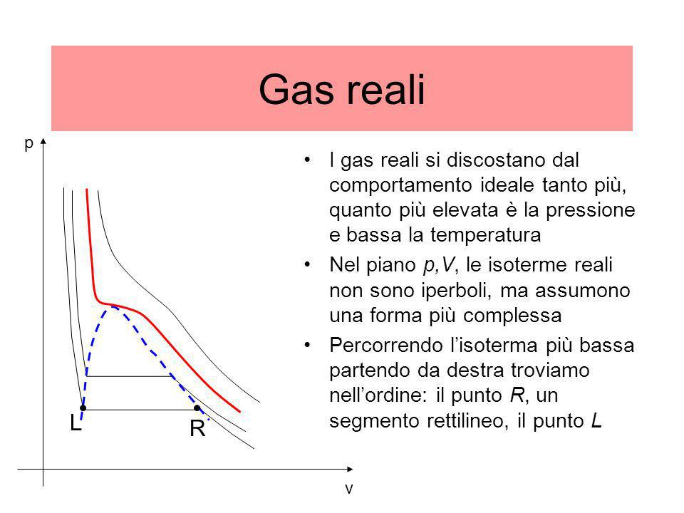 Gas reali v. p. I gas reali si discostano dal comportamento ideale tanto più, quanto più elevata è la pressione e bassa la temperatura.