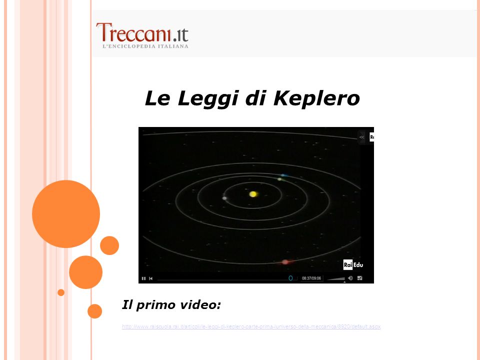 Le Leggi di Keplero Il primo video: