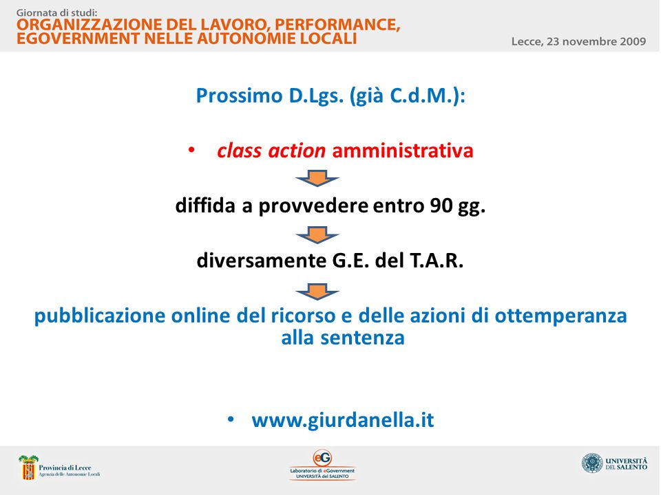 Prossimo D.Lgs. (già C.d.M.): class action amministrativa