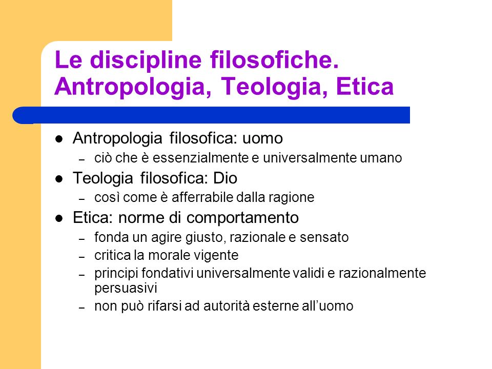 Le discipline filosofiche. Antropologia, Teologia, Etica