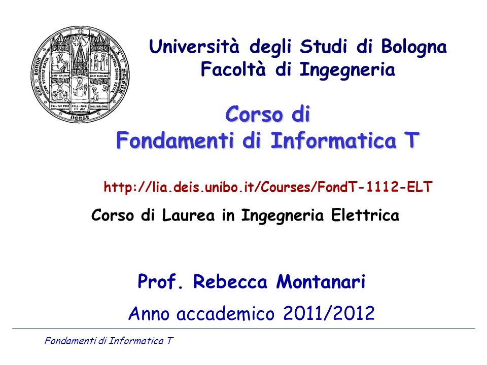 Prof. Rebecca Montanari Anno accademico 2011/2012