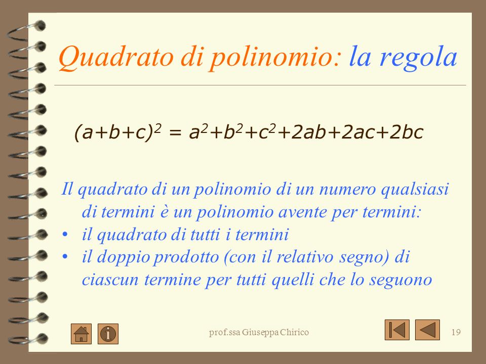 Quadrato di polinomio: la regola