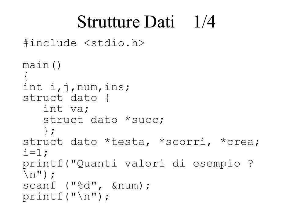 Strutture Dati 1/4 #include <stdio.h> main() { int i,j,num,ins;