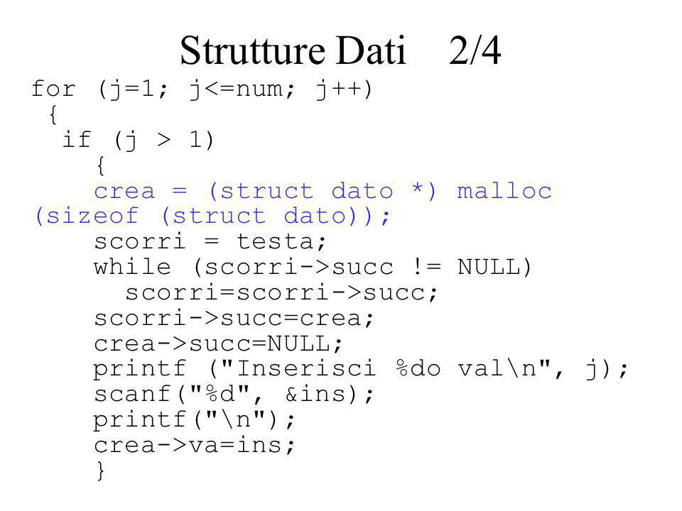 Strutture Dati 2/4 for (j=1; j<=num; j++) { if (j > 1)