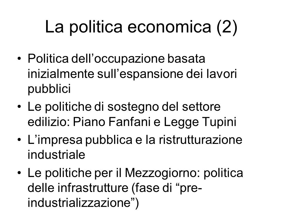 La politica economica (2)