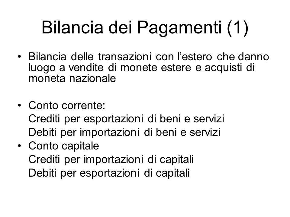 Bilancia dei Pagamenti (1)