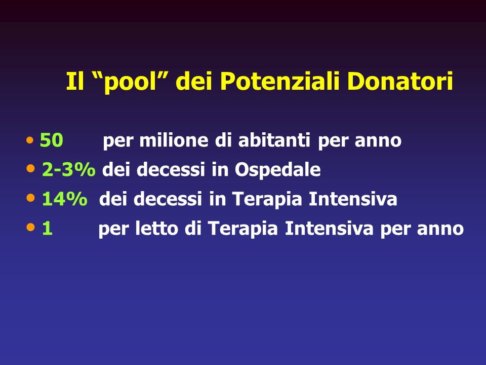 Il pool dei Potenziali Donatori