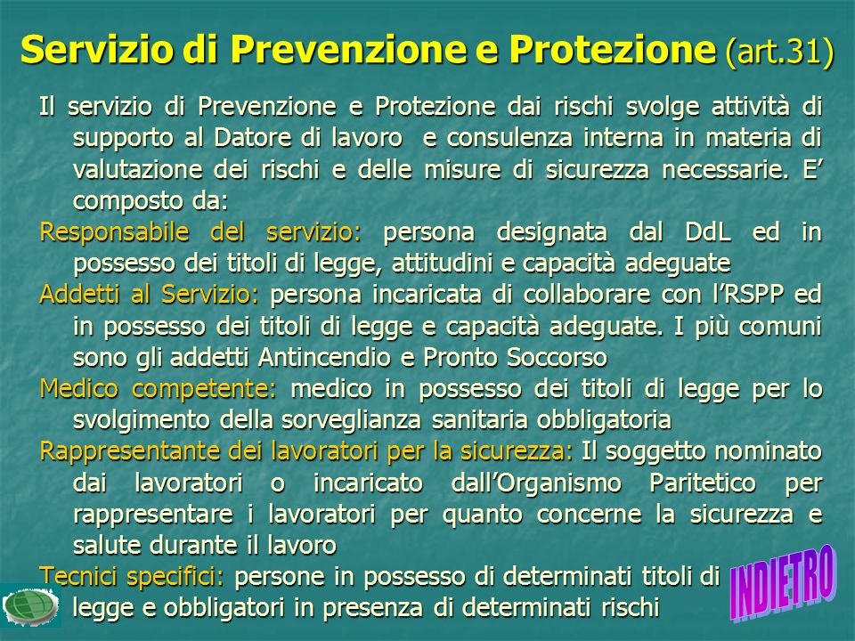 Servizio di Prevenzione e Protezione (art.31)