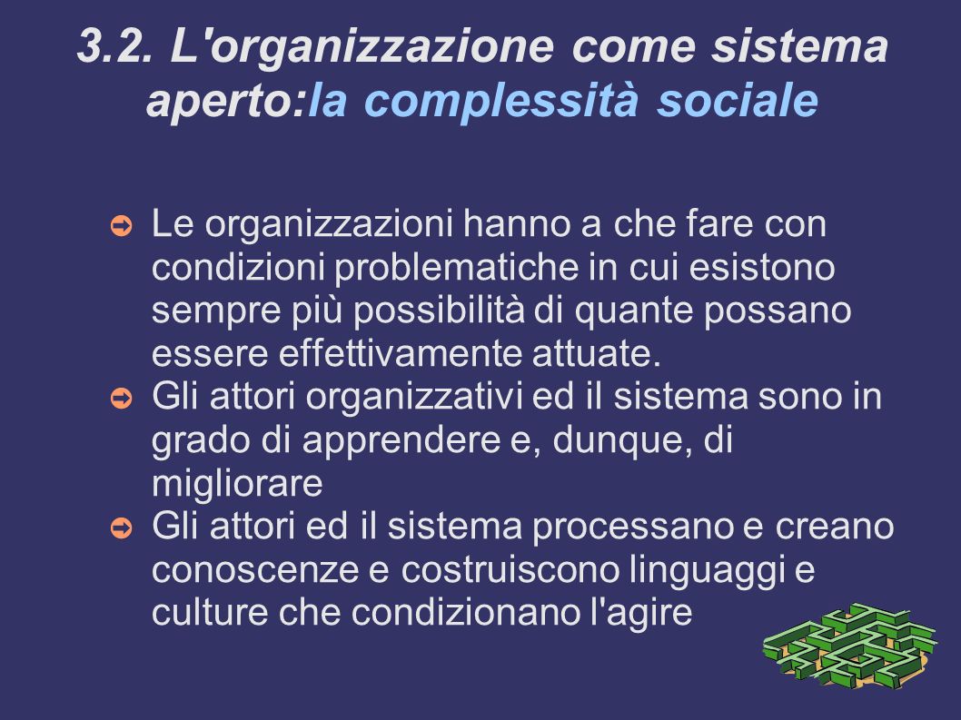 3.2. L organizzazione come sistema aperto:la complessità sociale