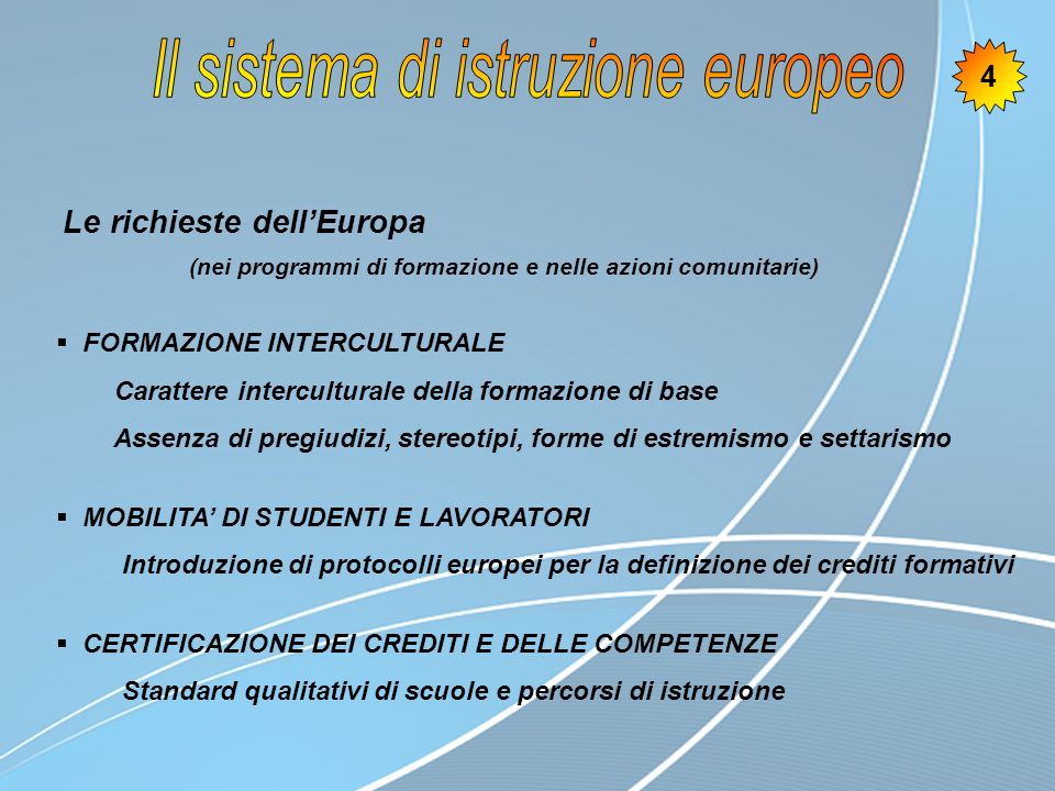 Il sistema di istruzione europeo