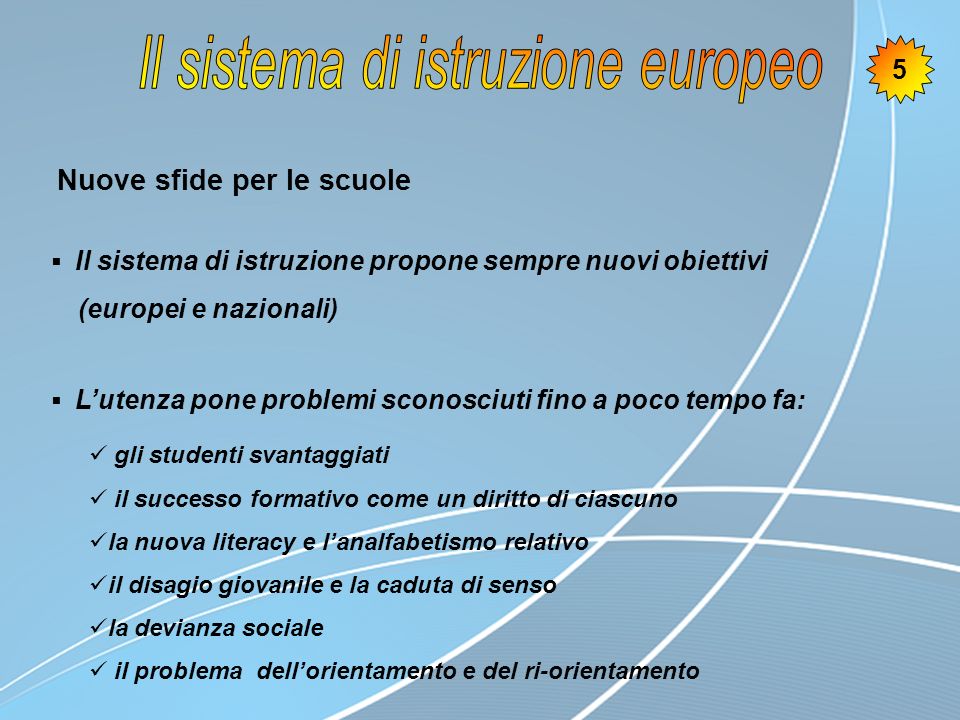 Il sistema di istruzione europeo