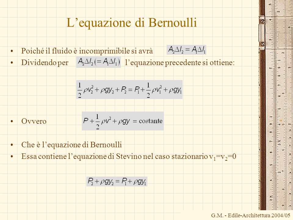 L’equazione di Bernoulli