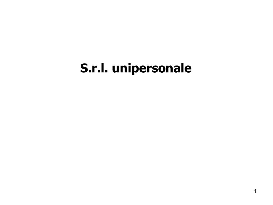S.r.l. unipersonale