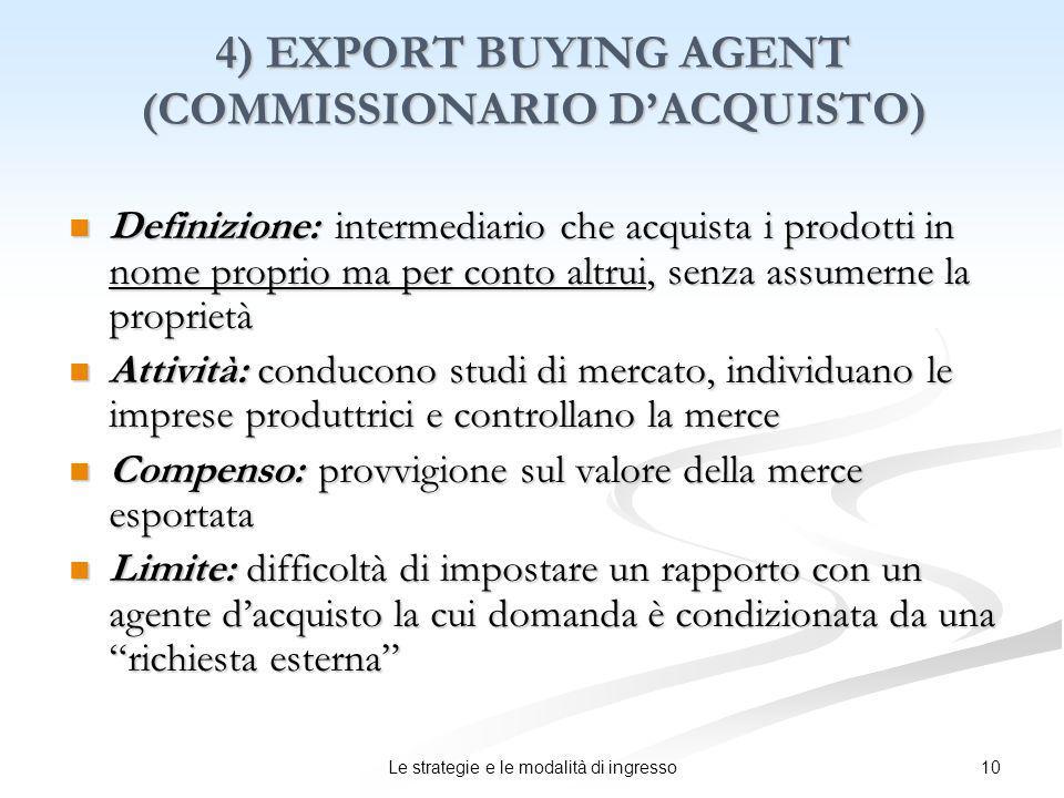 4) EXPORT BUYING AGENT (COMMISSIONARIO D’ACQUISTO)
